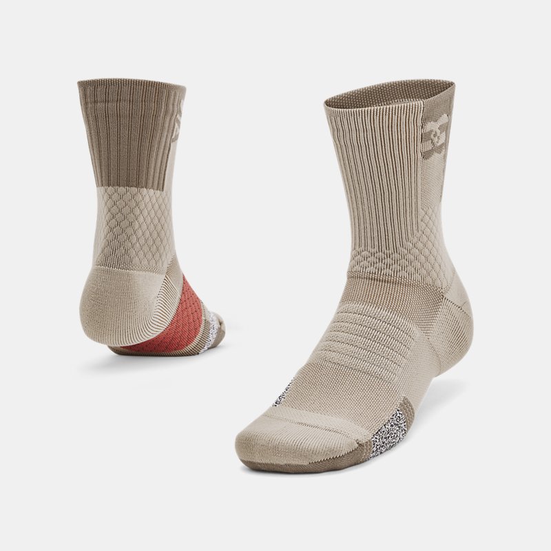 Unisex Under Armour ArmourDry™ Playmaker Mid-Crew Socken Timberwolf Taupe / Sedona Rot / Taupe Dusk